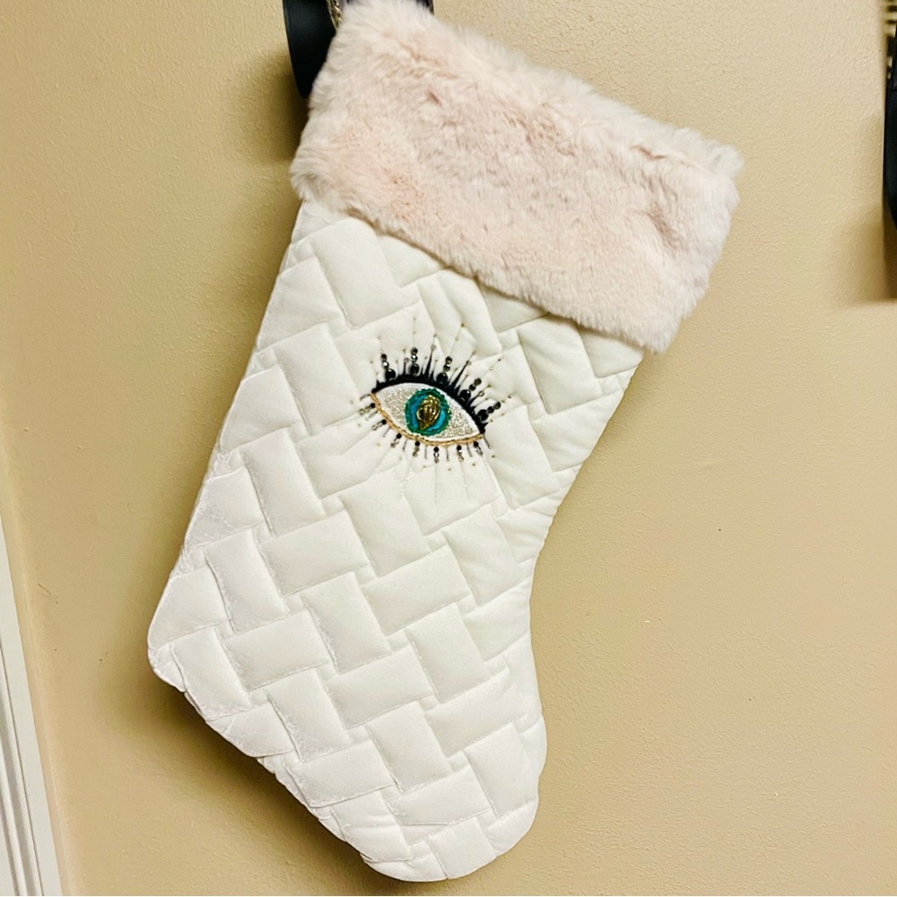 Kurt Geiger Evil Eye Faux Fur Quilted Christmas Stocking, NWT 🌟LIMITED Ed